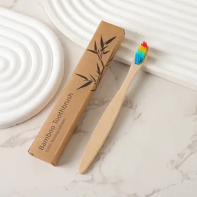 Disposable Bamboo Toothbrush, Soft Bristles, Paper Box