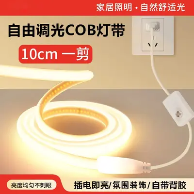 COB LED-Streifen selbstklebend Schlafzimmer Akzentwand Kopfteil Ambientebeleuchtung dimmbar LED-Leiste 220V Schalter Steckernetzteil