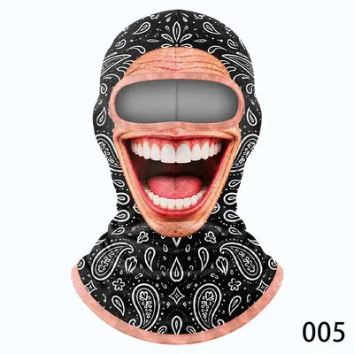 Ski Balaclava, Windproof, Thick Fleece, Funny Old Man Face Print - 12