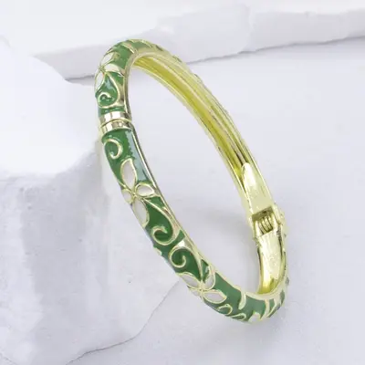 Jinggtaiblau-Armband grenzüberschreitend neu Legierung Emaille farbig Strass-Einfassung feiner offener Armreif moderner Vintage-Stil Kristall-Armband Lagerbestand Großhandel - 12