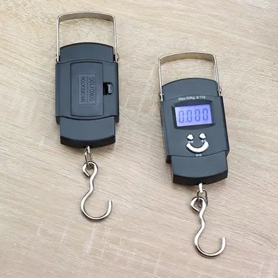 Taşınabilir ölçek elektronik tartı yüksek hassasiyetli 50 kg küçük taşınabilir mini bagaj ölçeği el bakkal alışveriş terazisi yaylı baskül