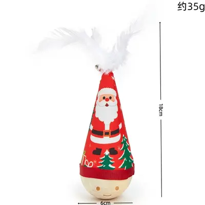 Durable Roly-Poly Cat Toy with Feather Teaser Wand - 11