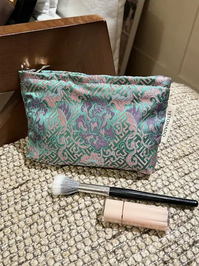 Vintage Peony Pattern Cosmetic Bag, Portable - 8
