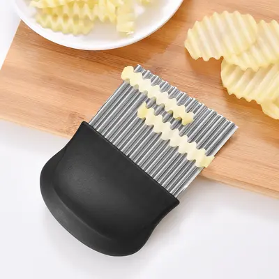Amazon Edelstahl Wellenschliff Kartoffelmesser Gemüseschneider Zahnrad Kartoffelmesser Küchenwerkzeug Pommesbeutel-Messer - 3