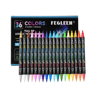 Çapraz Sınır Toptan 36/48/60/120 Renkli Çift Başlı Akrilik Marker Boya Grafiti Hızlı Kuruyan Çizim Seti Stok Ürün - 3