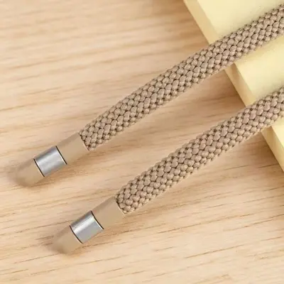 7mm Nylon Flat Drawstring Cord Set, Alloy Tips, 3 Pieces - 7
