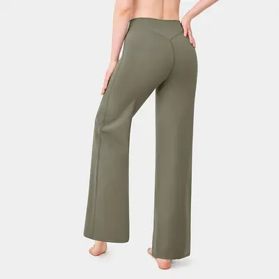 Damen Yogahose mit weitem Bein, hoher Bund, Po-Lifting, nahtlos - 8