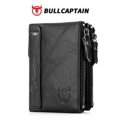 Men's Retro Genuine Leather Zipper Wallet, Vertical, Top-Grain Cowhide - 8