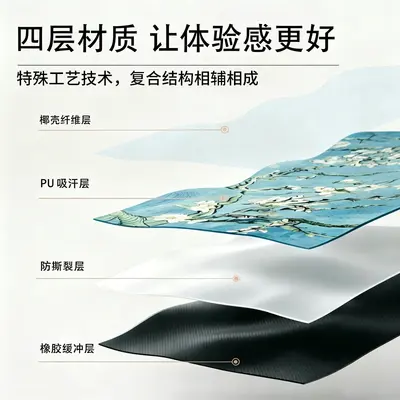 Printed PU Natural Rubber Yoga Mat, Non-Slip and Thick - 5