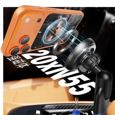 Retractable Metal Magnetic Car Phone Holder 2-in-1 with Water Cup Holder - 5