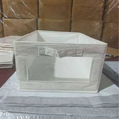 Görünür pencereli kumaş saklama kutusu, iç çamaşırı için pamuklu ve keten saklama kutusu, gardırop saklama, dahili çerçeveli büyük katlanabilir çekmece saklama kutusu. - 8