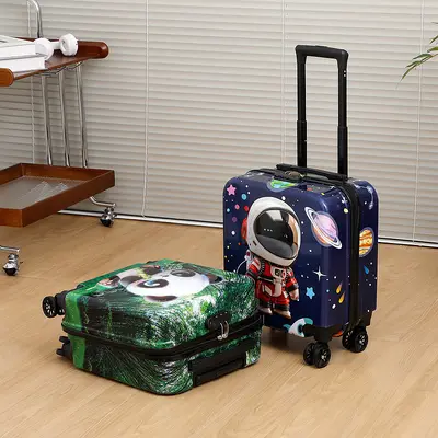Cartoon Kinder-Koffer 18 Zoll mit Zahlenschloss, Universalrollen, Reisekoffer für Jungen und Mädchen, flugzulässig, Schüler-Trolley-Koffer
