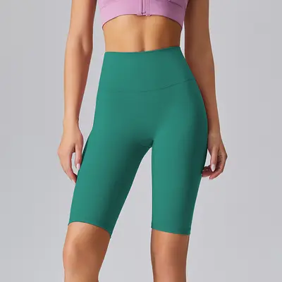Kadın Yüksek Bel Yoga Şortu, Üç Çeyrek Dar Kesim Koşu ve Fitness Pantolonu - 7