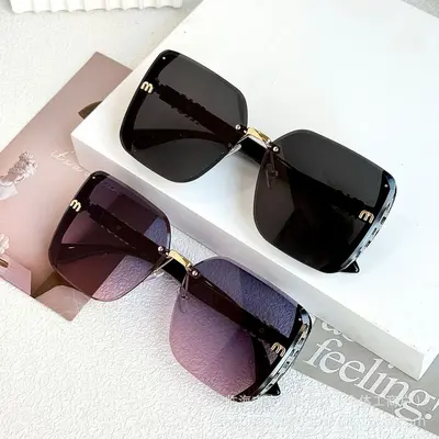 Semi-Rimless Minimalist Sunglasses for Women