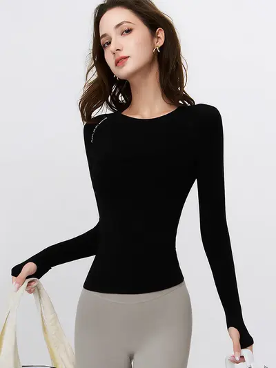 Figurbetontes Langarm-Yogashirt, schnelltrocknend, für Damen - 9