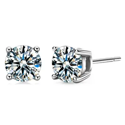 Moissanit-Silber-Ohrringe 925er Sterlingsilber rund elegant