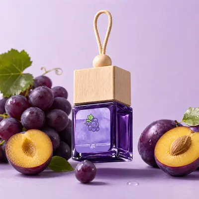Car Air Freshener Pendant with Wooden Cap Perfume Bottle, Light Long-Lasting Scent - 7
