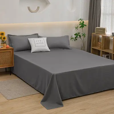 Japanese Style Striped Plaid Bedsheet Water-Washed Cotton Simple Pure Color Student Dormitory Single Person Duvet Cover Three-Piece Set - 9