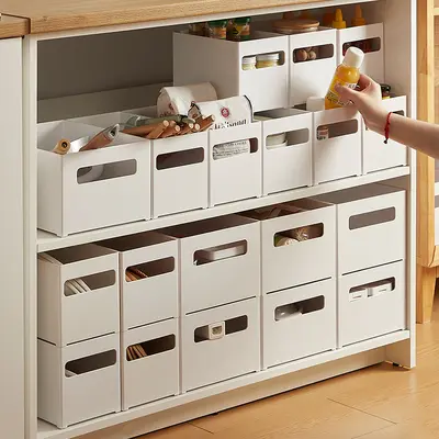 Japanese-style kitchen storage box, retractable, rectangular - 1