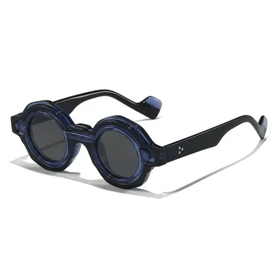 Round Retro Magnetic Sunglasses, Blue Light Blocking, Thick Frame - 10