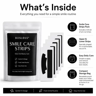 Black Teeth Whitening Strips, 5 Pcs Pouch, Disposable - 2
