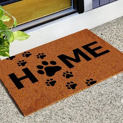 Minimalist Letter Coir Wire-Loop Floor Mat, Trimmable, Easy to Clean - 12