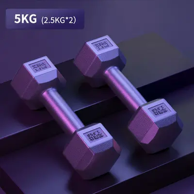 Hexagonal dumbbells 5-10 kg rubber-coated pair set - 9