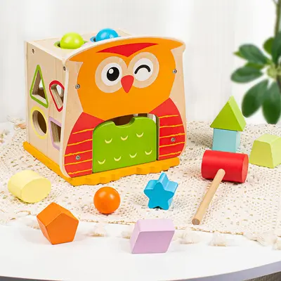 Multifunctional Building Blocks Shape Matching Wooden Hammer Board - 2