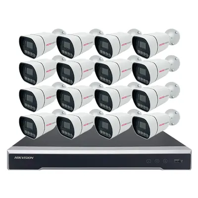 Hikvision POE Sicherheitskamera-Set mit englischem NVR-Videorecorder für innen und außen, wasserdicht, Dual-Light-Nachtsicht für kommerzielle Nutzung