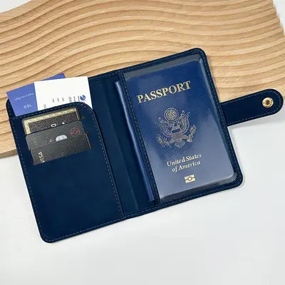 Pasaport koruyucu PU deri cüzdan, çok kartlı, belge saklama