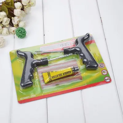 Tire Repair Tools Set for Cars, Motorcycles and E-Bikes, Tubeless Tire Emergency Repair Strips, Glue and Repair Tool Kit Accessories