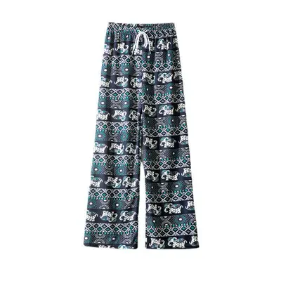 High-Waisted Loose Wide-Leg Women's Pants, Straight Leg, Spring and Summer