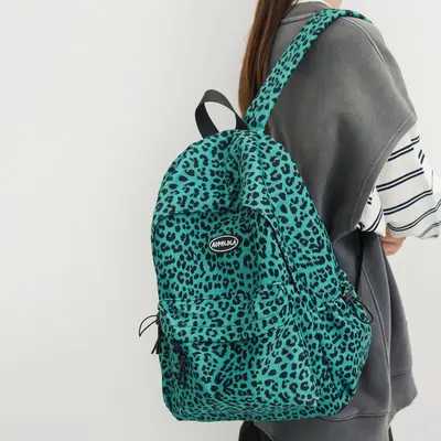 Leopard Print Large-Capacity Laptop Backpack, Korean Style School Bag - 4
