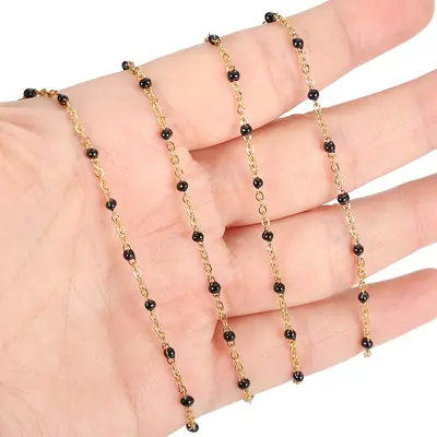 Edelstahl-Tropfölkette mit bunten Emaille-Perlen für DIY