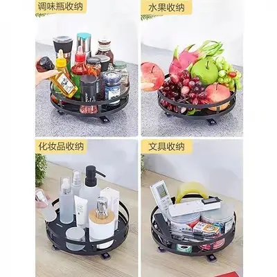 Kitchen countertop storage rack rotating multi-layer metal spice rack adjustable kitchen spice organizer