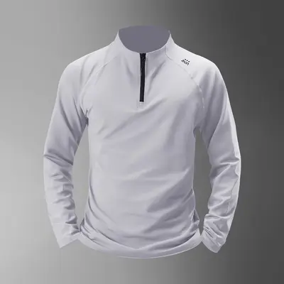 Herren langärmliges Sport-Shirt, schnelltrocknend, Halbreißverschluss