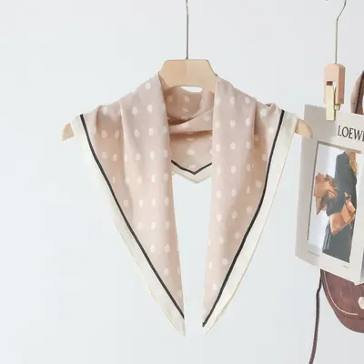 70cm Small Square Imitation Silk Satin Women's Scarf with Letter Print - 10