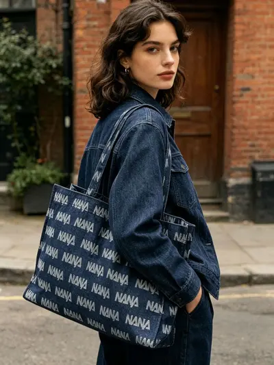 Grenzüberschreitender Jeans-Stoff Beutel Maßanfertigung Volldruck Tote Bag große Kapazität Damen Schultertasche Einkaufstasche Tragetasche nach Zeichnung und Muster gefertigt