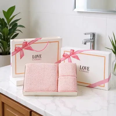 Havlu banyo havlusu hediye seti 3 parça - 4