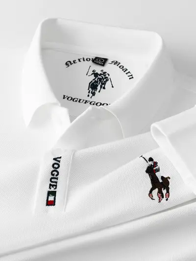 Men's Long Sleeve Pure Cotton Embroidered Polo Shirt