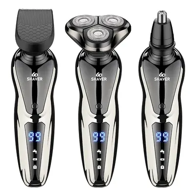 Digital Display Dual-Head Electric Shaver, 3-in-1, Rechargeable - 8