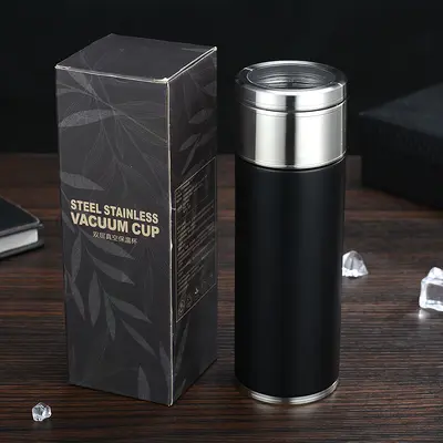 Günlük 304 paslanmaz çelik termos bardak çay su ayırma 420ml iş erkek hediye kutusu seti hediye çay bardağı - 6