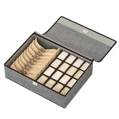 Underwear storage box three compartments with lid