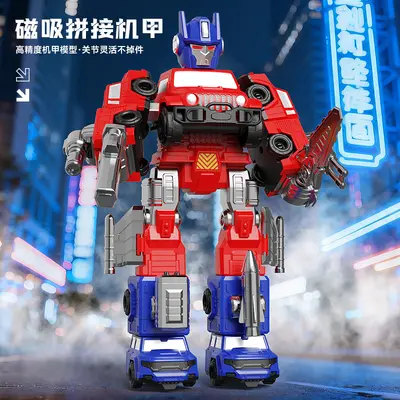 Magnetic Assembly Transforming Robot Construction Vehicle Toy - 3