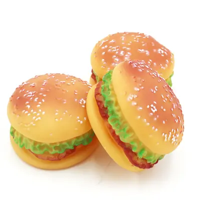 Dog Toy Vinyl Squeaky Simulated Hamburger Chew Toy, Teeth Cleaning Ball Shape - 3