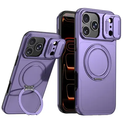iPhone 18 Pro Case with 2-in-1 Sliding Lens and 360° Stand - 12
