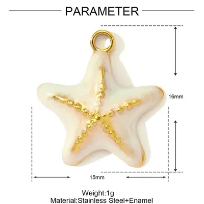 Starfish and Coconut Tree Titanium Steel Drop Earrings and Pendant, DIY Jewelry Accessory - 9