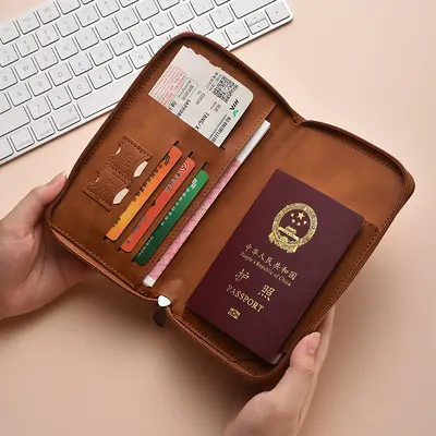 Zippered Passport Holder, Travel Document Organizer - 3