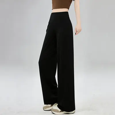 Geniş paça yoga pantalonu yüksek bel bol kesim pilates fitness - 8