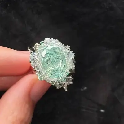 【冰萃薄荷】仿帕拉伊巴绿钻戒指重工满钻轻奢小众精致高级感指环 - 5